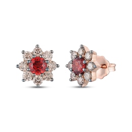 Le Vian Chocolate Sunflower Collection Garnet Stud Earrings 3/4 ct tw Diamonds 14K Strawberry Gold