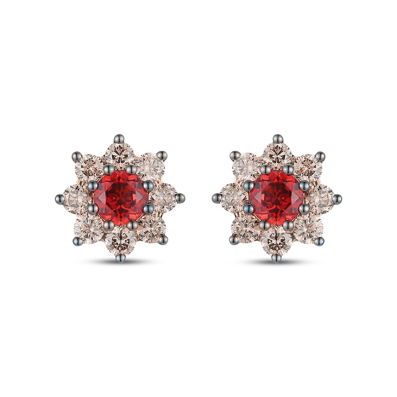 Main Image 2 of Le Vian Chocolate Sunflower Collection Garnet Stud Earrings 3/4 ct tw Diamonds 14K Strawberry Gold