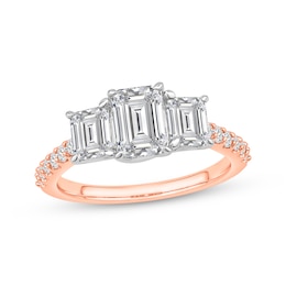 Memories, Moments, Magic Emerald-Cut Three-Stone Lab-Grown Diamond Engagement Ring 2 ct tw 14K Rose Gold