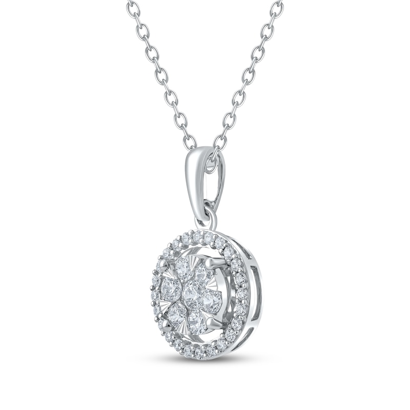 Main Image 2 of Multi-Diamond Halo Necklace 1/2 ct tw 10K White Gold 18&quot;