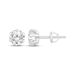 Certified Round-Cut Diamond Solitaire Stud Earrings 2 ct tw 14K White Gold (F/I1)