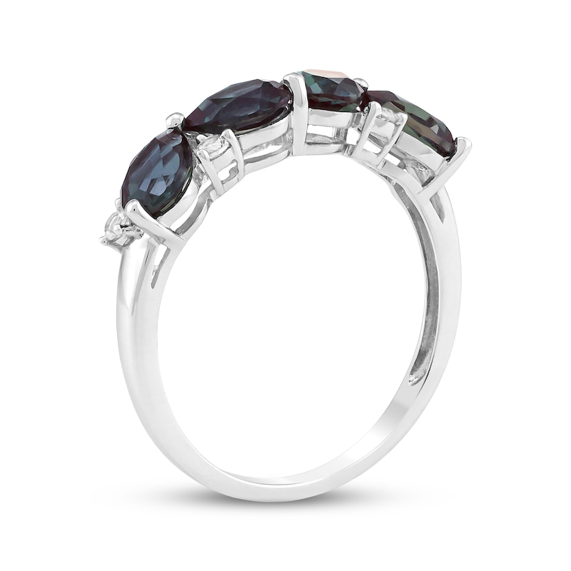 Main Image 2 of Pear-Shaped Lab-Created Alexandrite & White Lab-Created Sapphire Ring Sterling Silver