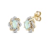 Thumbnail Image 1 of Oval-Cut Opal & Round-Cut Diamond Twist Earrings 1/10 ct tw 10K Yellow Gold