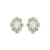 Thumbnail Image 2 of Oval-Cut Opal & Round-Cut Diamond Twist Earrings 1/10 ct tw 10K Yellow Gold