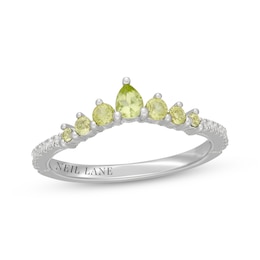 Neil Lane Pear-Shaped Peridot & Diamond Anniversary Ring 1/10 ct tw 14K White Gold