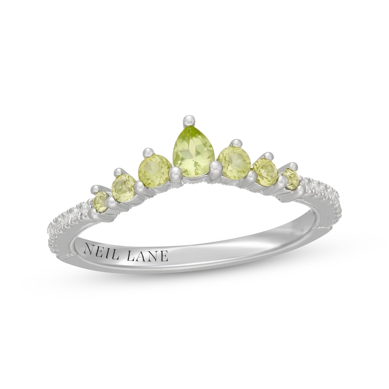 Main Image 1 of Neil Lane Pear-Shaped Peridot & Diamond Anniversary Ring 1/10 ct tw 14K White Gold