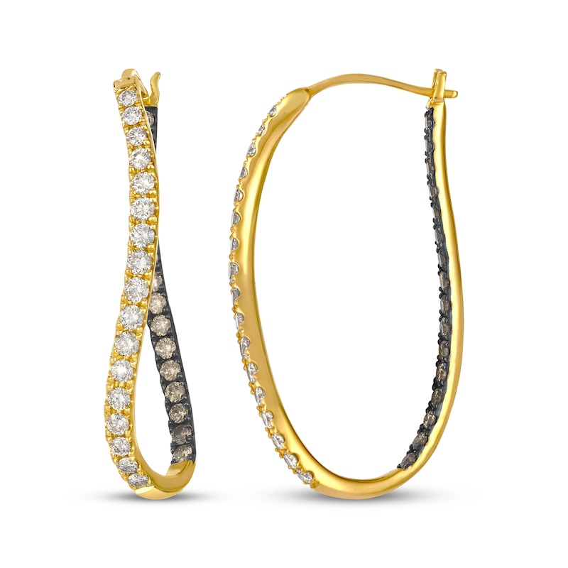 Main Image 3 of Le Vian Diamond Twist Inside-Out Hoop Earrings 2-1/8 ct tw 14K Honey Gold