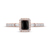 Thumbnail Image 3 of Emerald-Cut Black Diamond Halo Engagement Ring 5/8 ct tw 14K Rose Gold