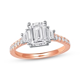 Memories Moments Magic Emerald-Cut & Trapezoid-Cut Lab-Grown Diamond Engagement Ring 2-5/8 ct tw 14K Rose Gold