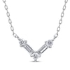 Thumbnail Image 1 of Baguette & Round-Cut Diamond Chevron Necklace 1/6 ct tw Sterling Silver 18&quot;