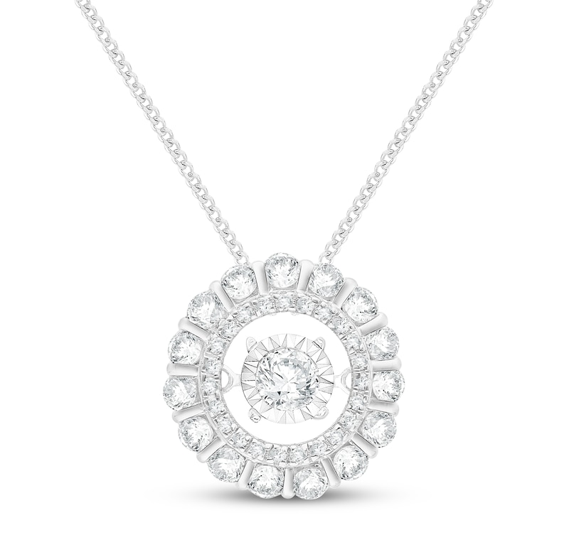 Main Image 1 of Unstoppable Love Diamond Double Halo Necklace 1/2 ct tw 10K White Gold 19&quot;