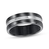 Thumbnail Image 1 of Now + Forever Men's Grooved Wedding Band Black & White Titanium 8mm