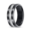 Thumbnail Image 2 of Now + Forever Men's Grooved Wedding Band Black & White Titanium 8mm