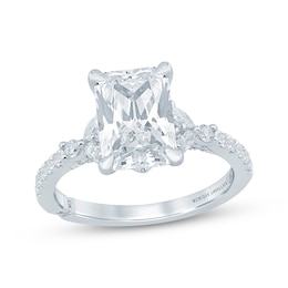 Monique Lhuillier Bliss Radiant-Cut Lab-Grown Diamond Engagement Ring 3-3/8 ct tw 18K White Gold