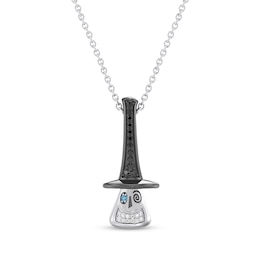 Disney Treasures The Nightmare Before Christmas Blue Topaz & Diamond Necklace 1/6 ct tw Sterling Silver 18&quot;