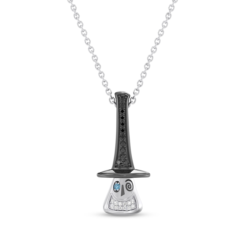 Main Image 1 of Disney Treasures The Nightmare Before Christmas Blue Topaz & Diamond Necklace 1/6 ct tw Sterling Silver 18&quot;