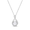 Thumbnail Image 1 of Cultured Pearl & White Lab-Created Sapphire Swirl Necklace Sterling Silver 18&quot;