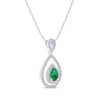 Thumbnail Image 0 of Pear-Shaped Lab-Created Emerald & White Lab-Created Sapphire Teardrop Necklace Sterling Silver 18"