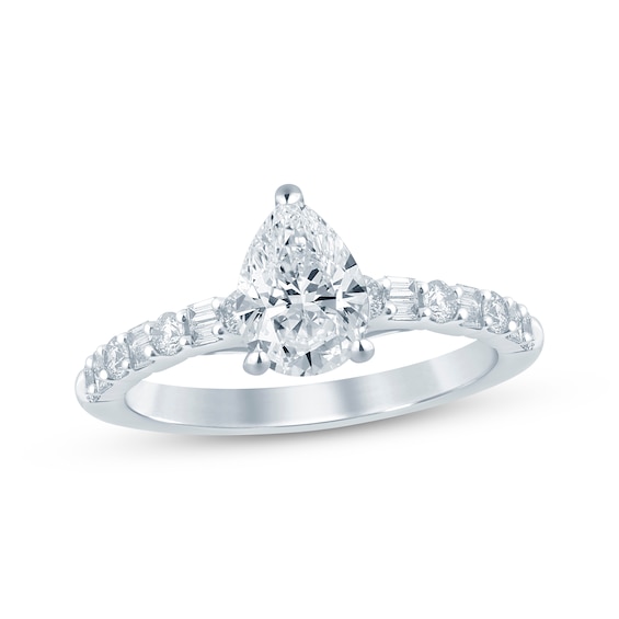 0.75 - 1.50 CTW 14K Prong Setting Pear Shaped Lab Grown Diamond Engagement Ring - Kylie 14K White Gold / 1.50 CTW