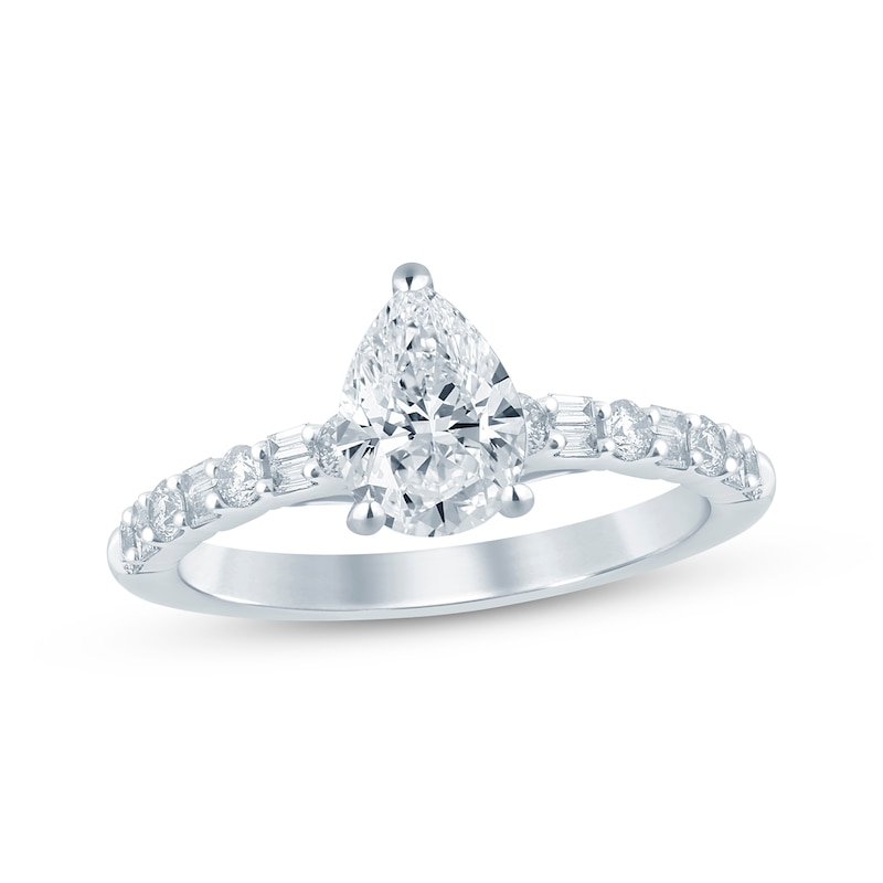 Main Image 1 of Pear-Shaped Diamond Engagement Ring 1-1/3 ct tw 14K White Gold