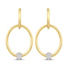 Thumbnail Image 2 of Multi-Diamond Convertible Oval & Round Hoop Drop Earrings 1/10 ct tw 10K Yellow Gold