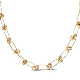 Hollow Love Knot Link Necklace 10K Yellow Gold 18&quot;