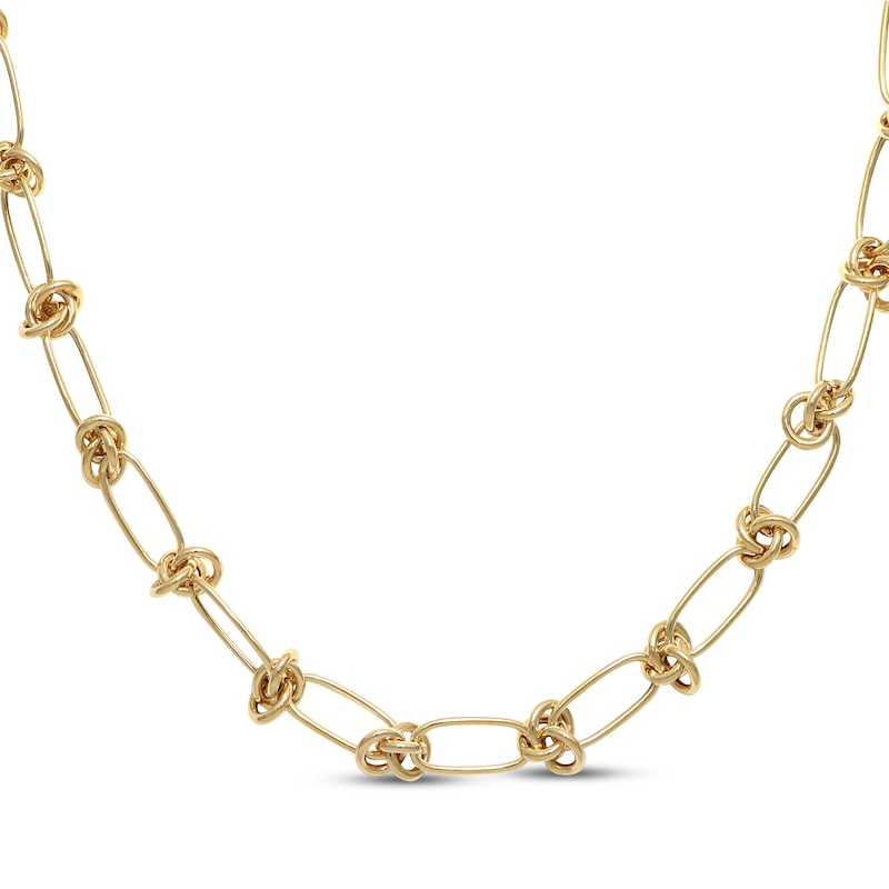 Hollow Love Knot Link Necklace 10K Yellow Gold 18"