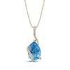 Thumbnail Image 0 of Pear-Shaped Swiss Blue Topaz & Diamond Swirl Crossover Necklace 1/8 ct tw 10K Yellow Gold 18"