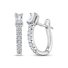 Thumbnail Image 1 of Baguette & Round-Cut Diamond Hoop Earrings 3/8 ct tw 10K White Gold