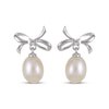 Thumbnail Image 1 of Cultured Pearl & White Lab-Created Sapphire Bow Dangle Earrings Sterling Silver