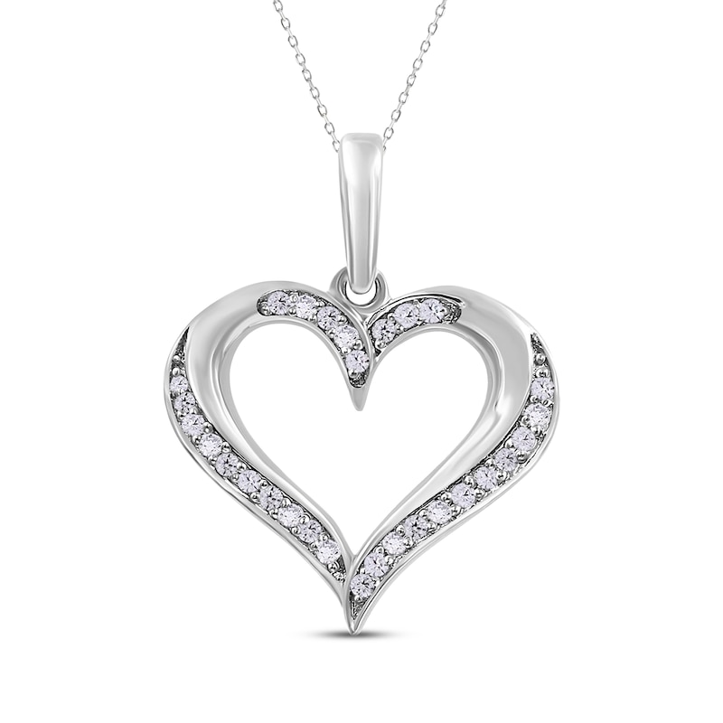 Diamond Heart Necklace 1/10 ct tw Sterling Silver 18