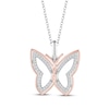 Thumbnail Image 1 of Hallmark Diamonds Butterfly Necklace 1/8 ct tw Sterling Silver & 10K Rose Gold 18&quot;