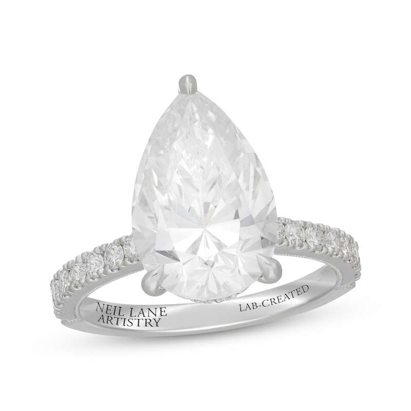 Neil Lane Artistry Pear-Shaped  Lab-Grown diamond Engagement Ring 5-5/8 ct tw 14K White Gold