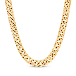 Hollow Cuban Curb Chain Necklace 6.8mm 14K Yellow Gold 22&quot;