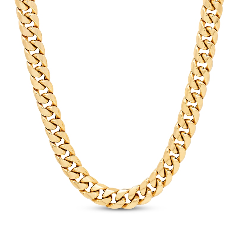 Main Image 1 of Hollow Cuban Curb Chain Necklace 6.8mm 14K Yellow Gold 22&quot;