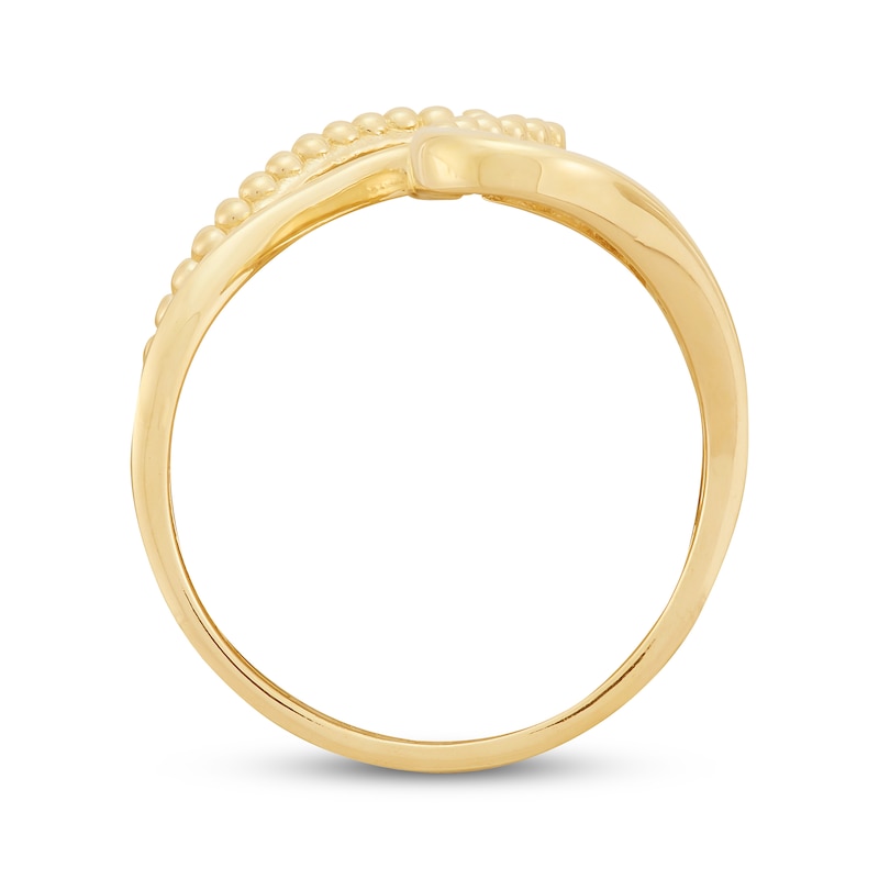 Beaded Wave Ring 10K Yellow Gold