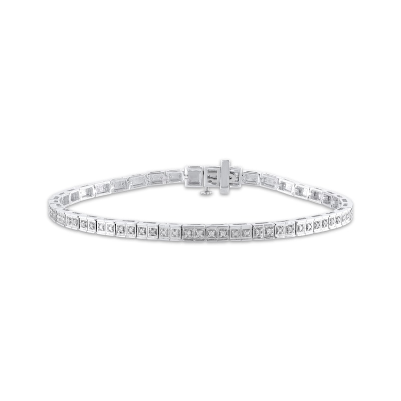 Main Image 1 of Diamond Square Link Bracelet 1/4 ct tw Sterling Silver 7&quot;