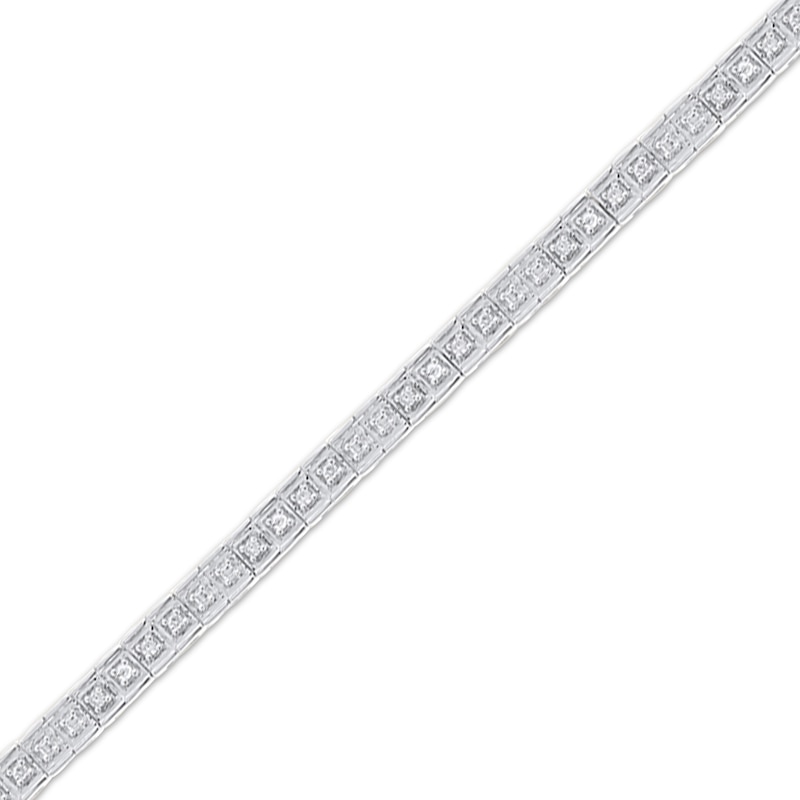 Main Image 2 of Diamond Square Link Bracelet 1/4 ct tw Sterling Silver 7&quot;