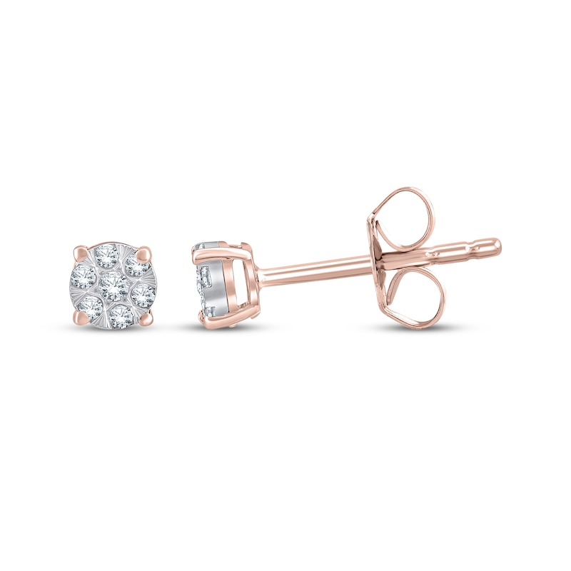 Main Image 1 of Multi-Diamond Stud Earrings 1/10 ct tw 10K Rose Gold