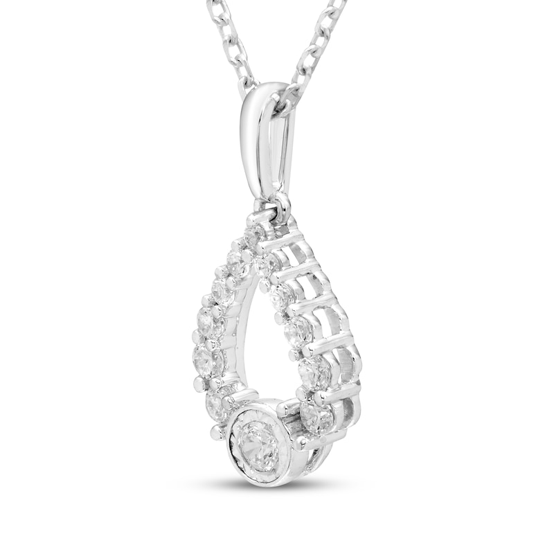 Main Image 2 of Milestones Diamond Teardrop Necklace 1/5 ct tw Sterling Silver 18&quot;