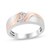 Thumbnail Image 1 of Men's Diamond Three-Stone Wedding Band 1/6 ct tw 10K Two-Tone Gold