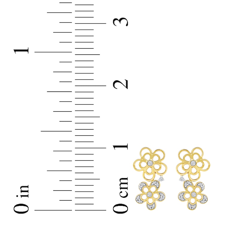 Main Image 5 of Diamond Openwork Tilted Flower Earrings 1/8 ct tw 10K Yellow Gold