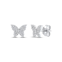 Diamond Butterfly Stud Earrings 1/6 ct tw 10K White Gold