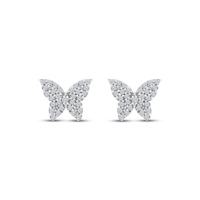 Main Image 2 of Diamond Butterfly Stud Earrings 1/6 ct tw 10K White Gold