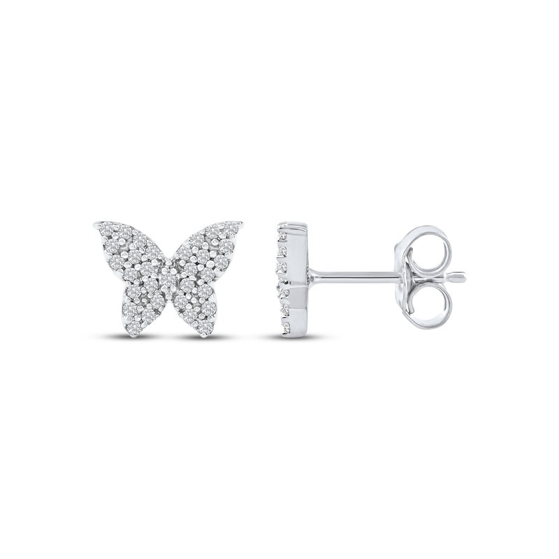 Main Image 3 of Diamond Butterfly Stud Earrings 1/6 ct tw 10K White Gold