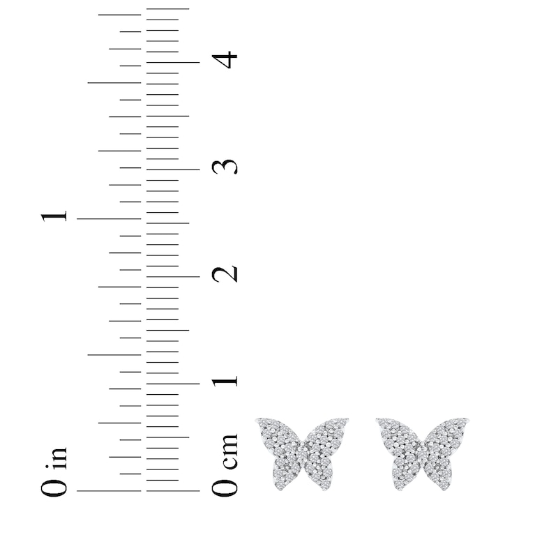 Main Image 5 of Diamond Butterfly Stud Earrings 1/6 ct tw 10K White Gold