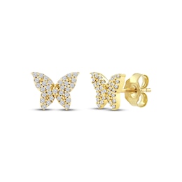 Diamond Butterfly Stud Earrings 1/6 ct tw 10K Yellow Gold