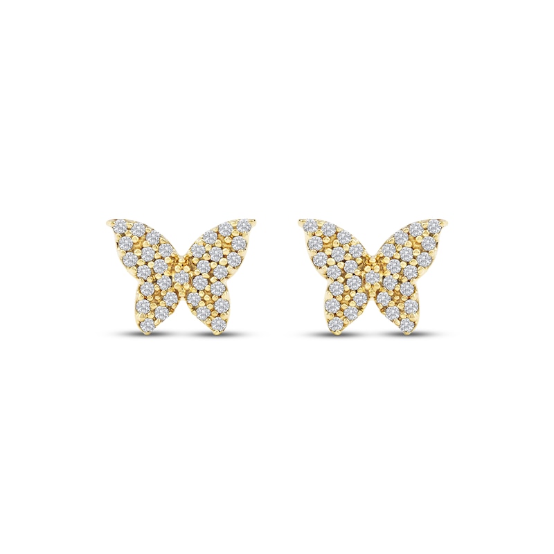 Main Image 2 of Diamond Butterfly Stud Earrings 1/6 ct tw 10K Yellow Gold