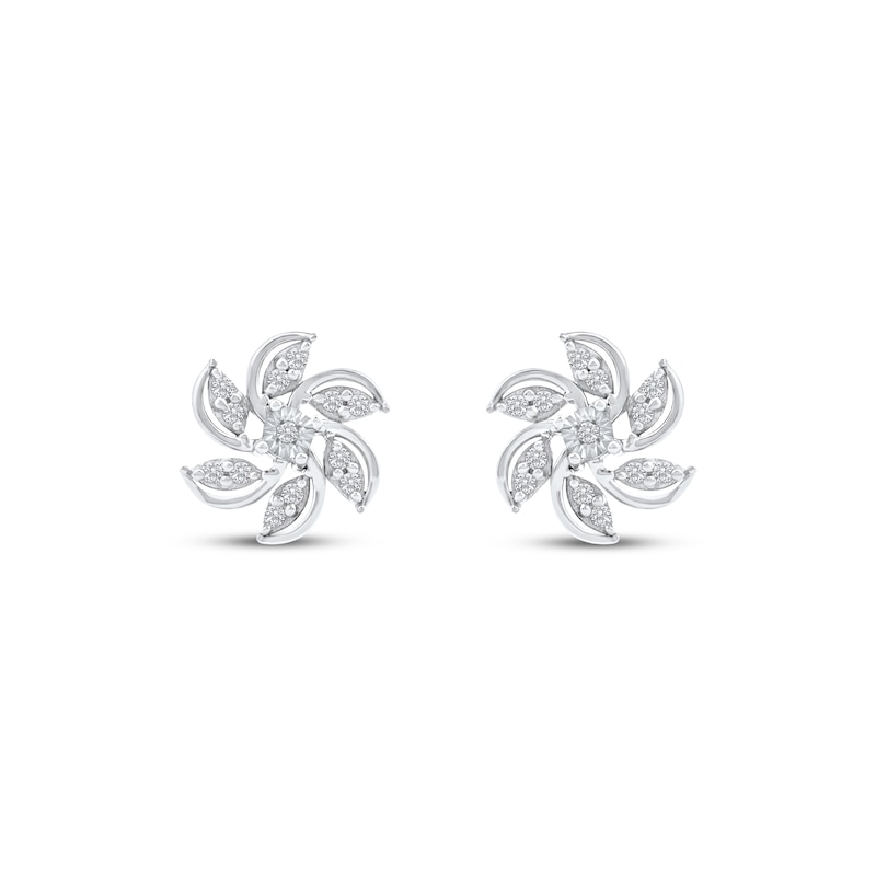 Main Image 2 of Diamond Pinwheel Stud Earrings 1/8 ct tw 10K White Gold