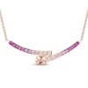 Thumbnail Image 1 of Le Vian Good Karma Oval-Cut Peach Morganite & Pink Sapphire Ombré Smile Necklace 14K Strawberry Gold 19&quot;